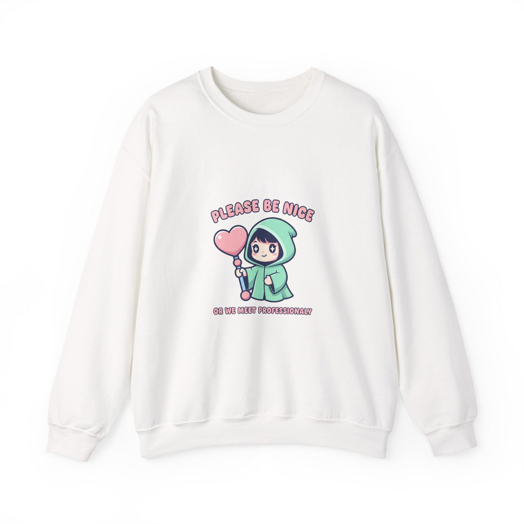 Please Be Nice kawaii threat Sweatshirt | Soft Threat pastel cute menacing