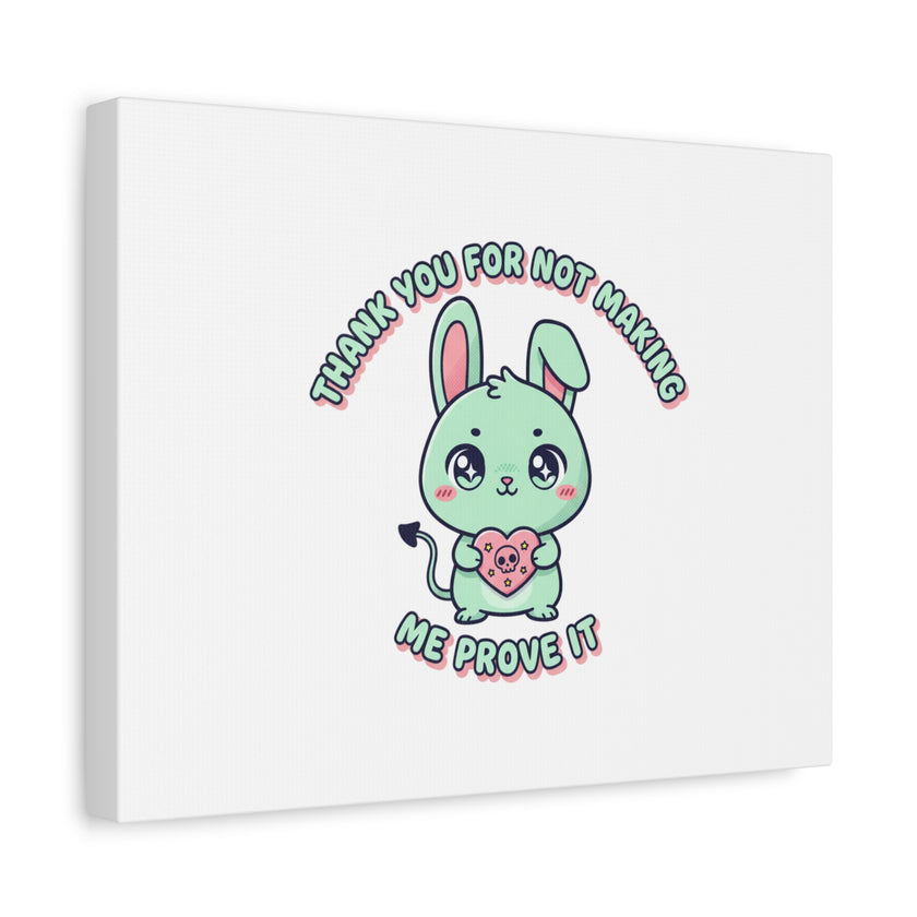 Cute Menacing Bunny Canvas | Soft Threat kawaii, pastel sarcastic art