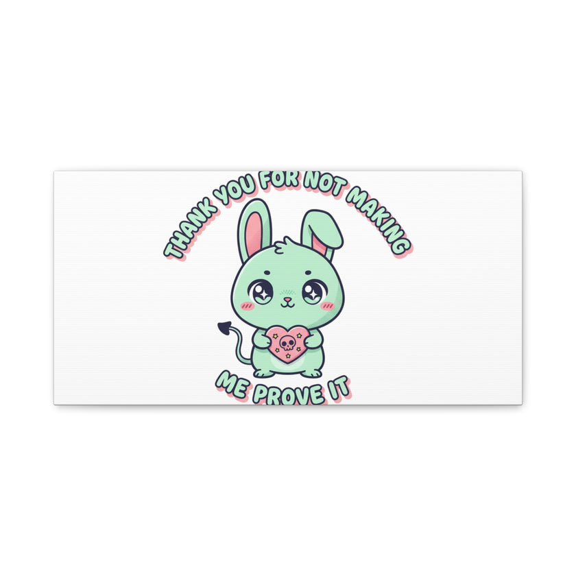 Cute Menacing Bunny Canvas | Soft Threat kawaii, pastel sarcastic art