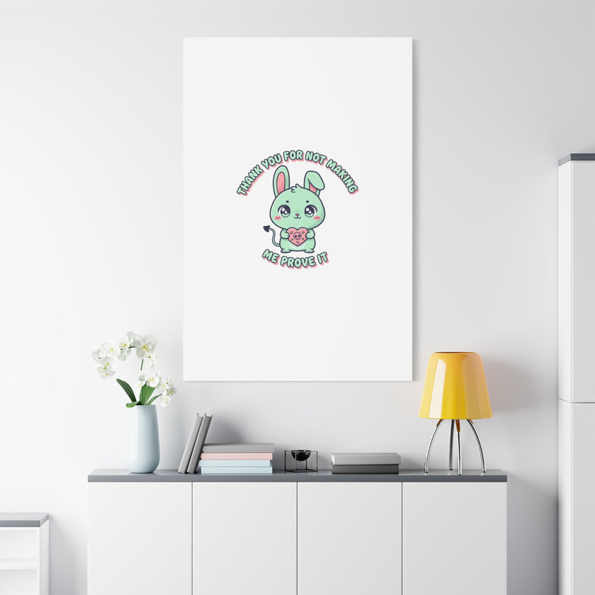 Cute Menacing Bunny Canvas | Soft Threat kawaii, pastel sarcastic art