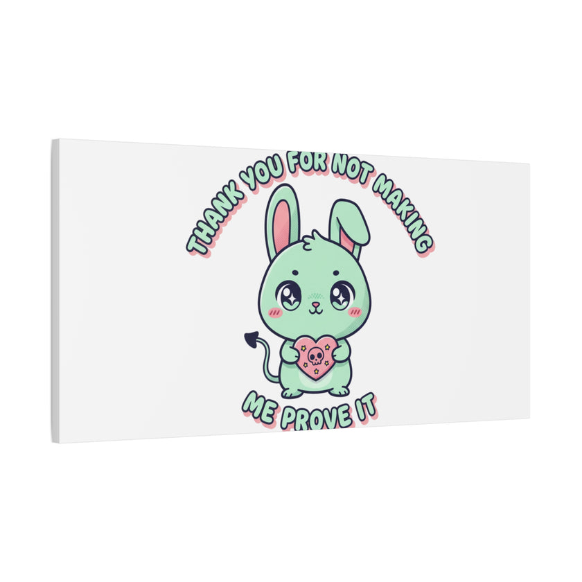 Cute Menacing Bunny Canvas | Soft Threat kawaii, pastel sarcastic art