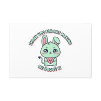Cute Menacing Bunny Canvas | Soft Threat kawaii, pastel sarcastic art