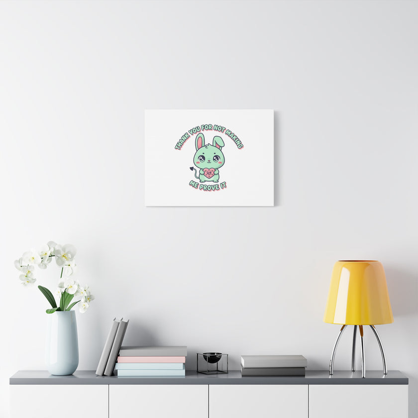 Cute Menacing Bunny Canvas | Soft Threat kawaii, pastel sarcastic art