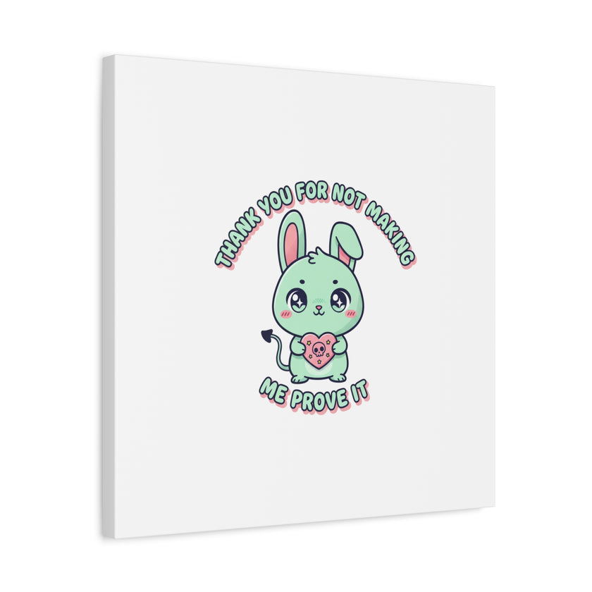Cute Menacing Bunny Canvas | Soft Threat kawaii, pastel sarcastic art