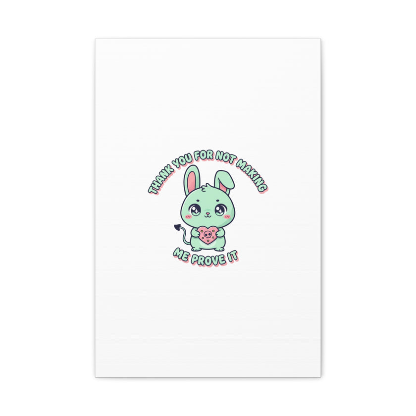 Cute Menacing Bunny Canvas | Soft Threat kawaii, pastel sarcastic art