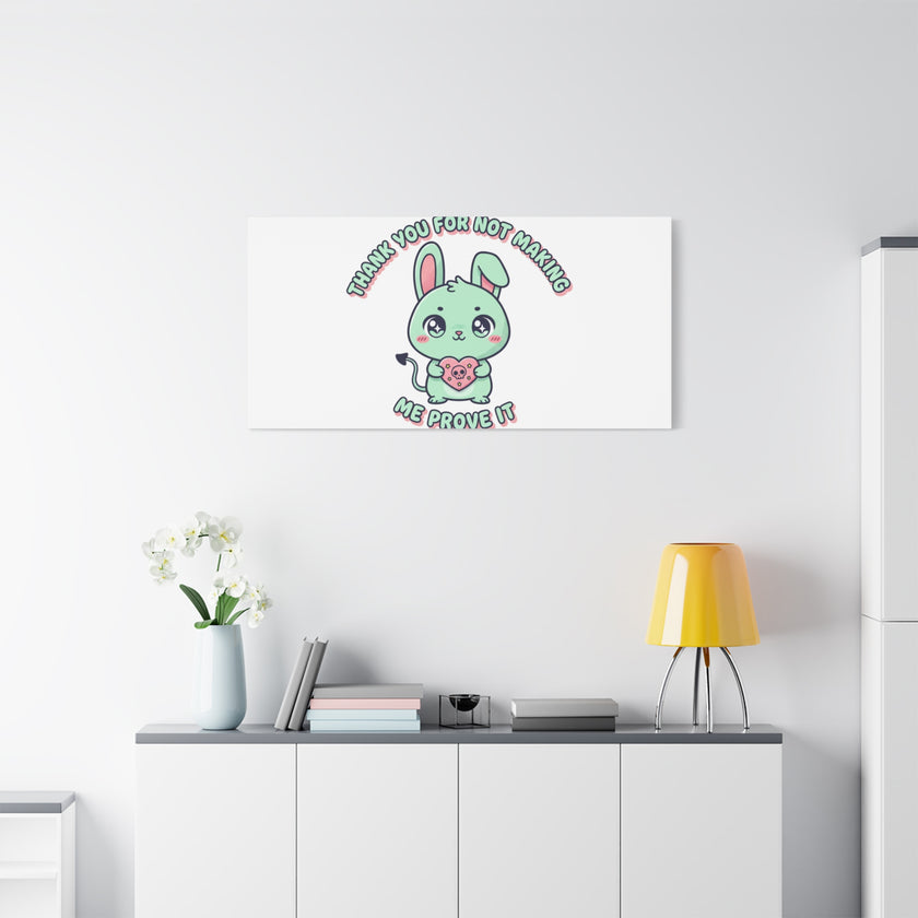 Cute Menacing Bunny Canvas | Soft Threat kawaii, pastel sarcastic art