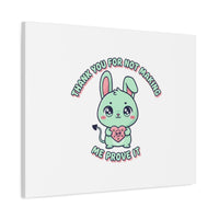 Cute Menacing Bunny Canvas | Soft Threat kawaii, pastel sarcastic art