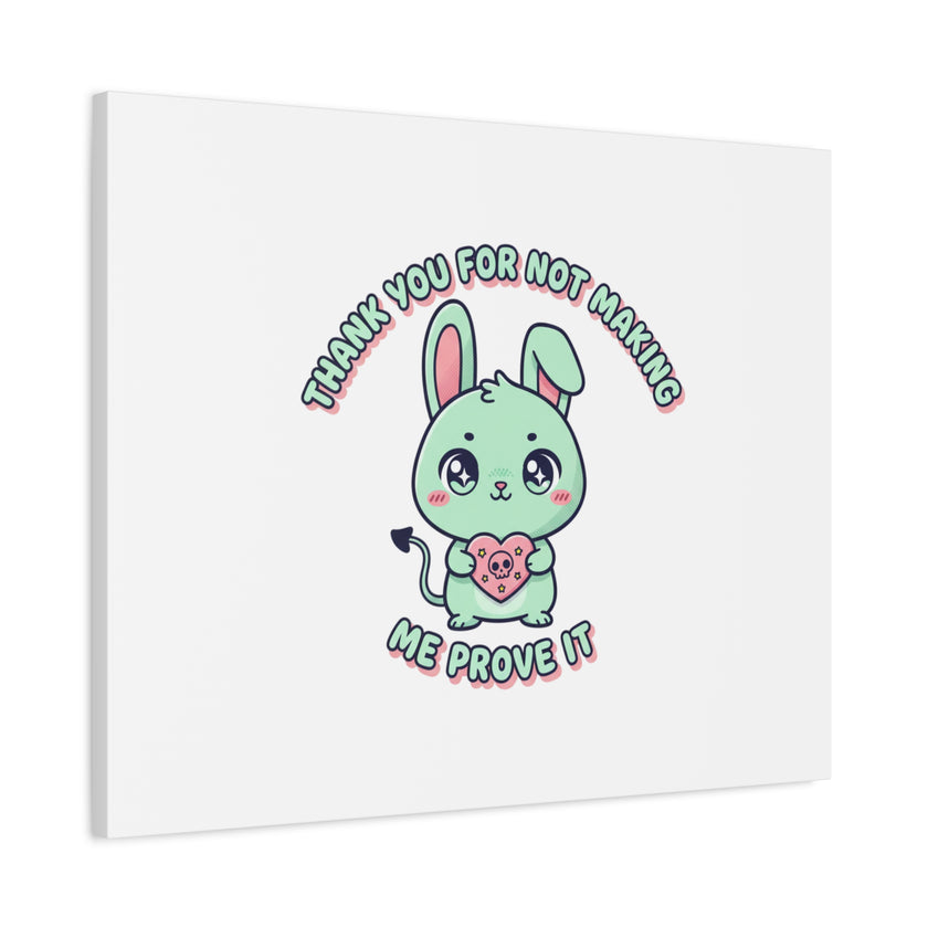 Cute Menacing Bunny Canvas | Soft Threat kawaii, pastel sarcastic art
