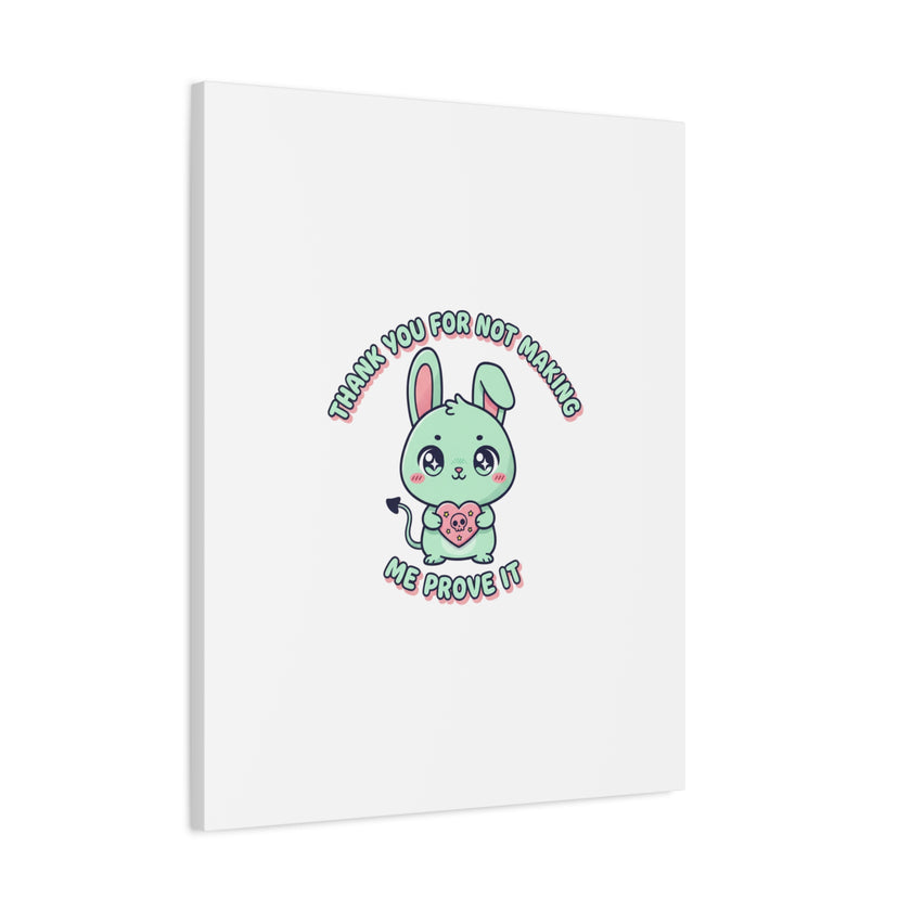 Cute Menacing Bunny Canvas | Soft Threat kawaii, pastel sarcastic art