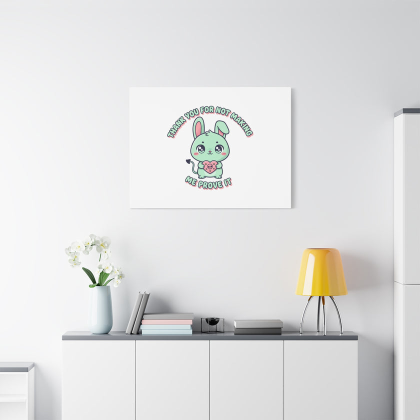 Cute Menacing Bunny Canvas | Soft Threat kawaii, pastel sarcastic art