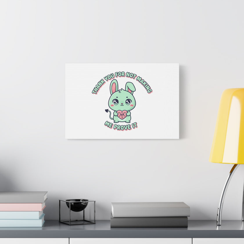Cute Menacing Bunny Canvas | Soft Threat kawaii, pastel sarcastic art