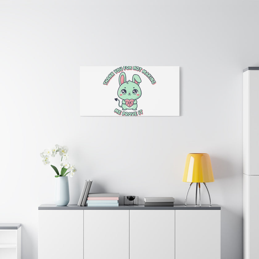 Cute Menacing Bunny Canvas | Soft Threat kawaii, pastel sarcastic art