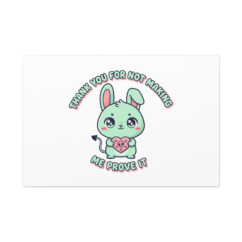 Cute Menacing Bunny Canvas | Soft Threat kawaii, pastel sarcastic art