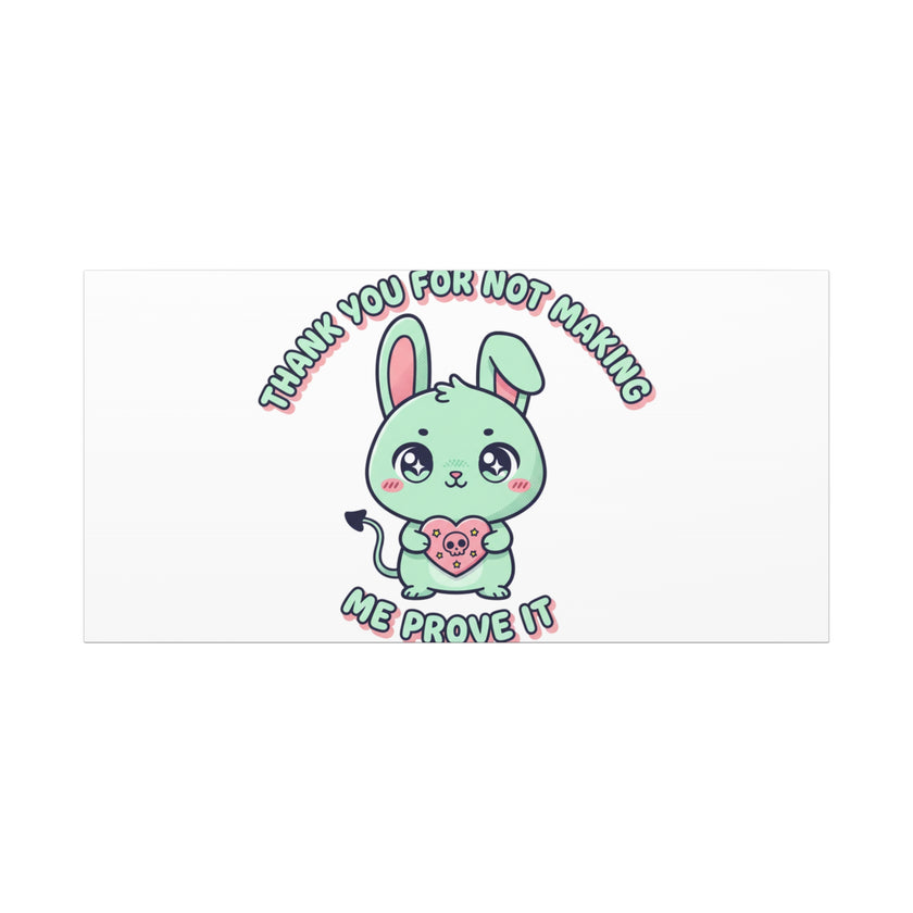 Cute Menacing Bunny Canvas | Soft Threat kawaii, pastel sarcastic art