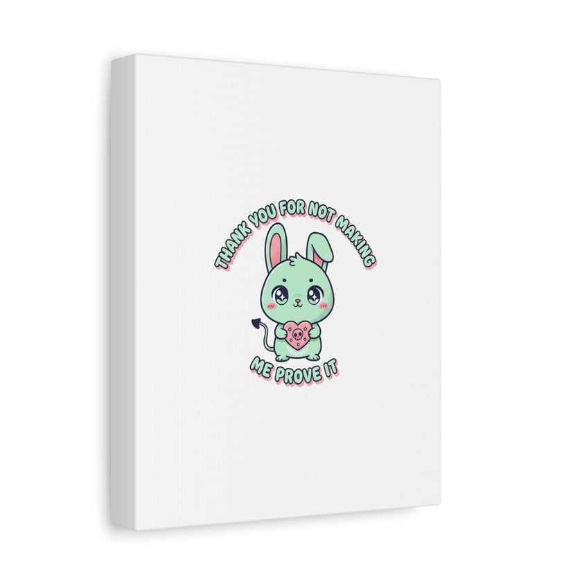 Cute Menacing Bunny Canvas | Soft Threat kawaii, pastel sarcastic art