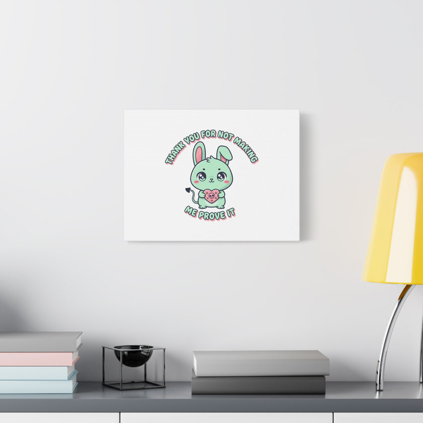 Cute Menacing Bunny Canvas | Soft Threat kawaii, pastel sarcastic art