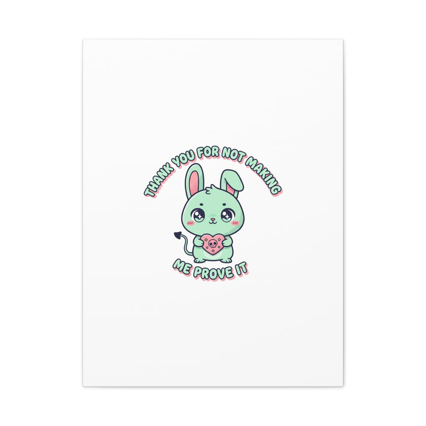 Cute Menacing Bunny Canvas | Soft Threat kawaii, pastel sarcastic art