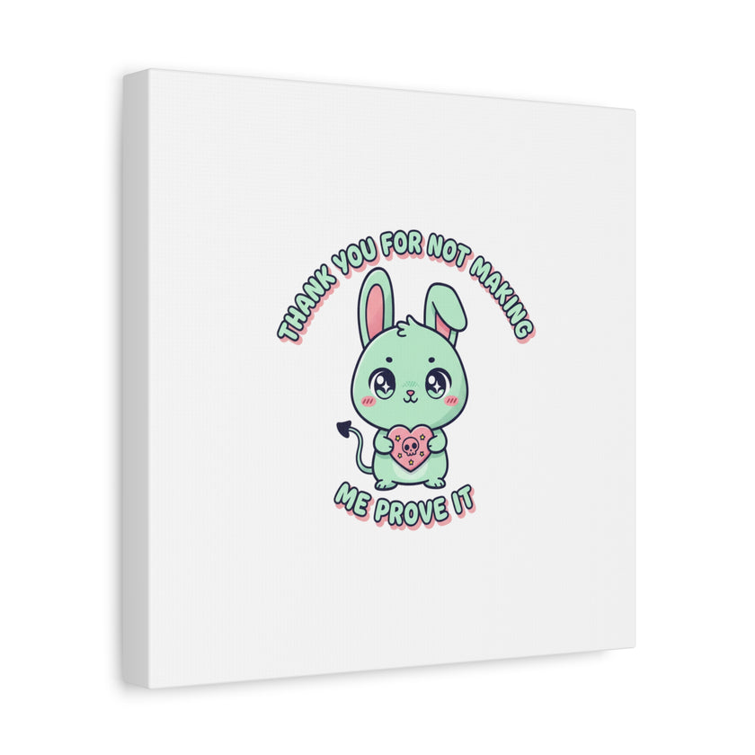 Cute Menacing Bunny Canvas | Soft Threat kawaii, pastel sarcastic art