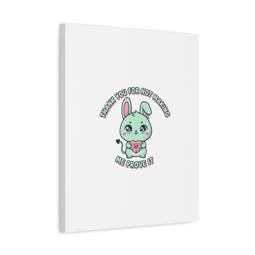 Cute Menacing Bunny Canvas | Soft Threat kawaii, pastel sarcastic art