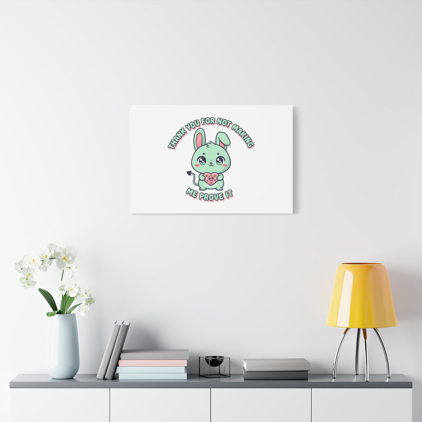 Cute Menacing Bunny Canvas | Soft Threat kawaii, pastel sarcastic art