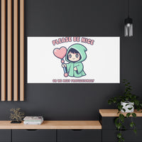 Please Be Nice Kawaii Threat Canvas | pastel cute menacing art
