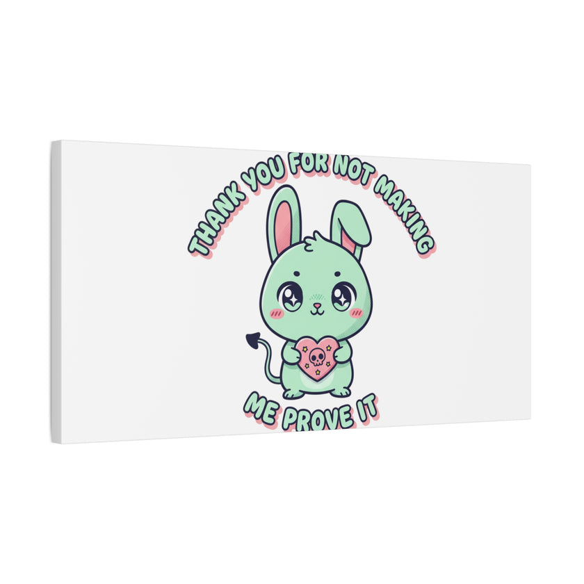 Cute Menacing Bunny Canvas | Soft Threat kawaii, pastel sarcastic art