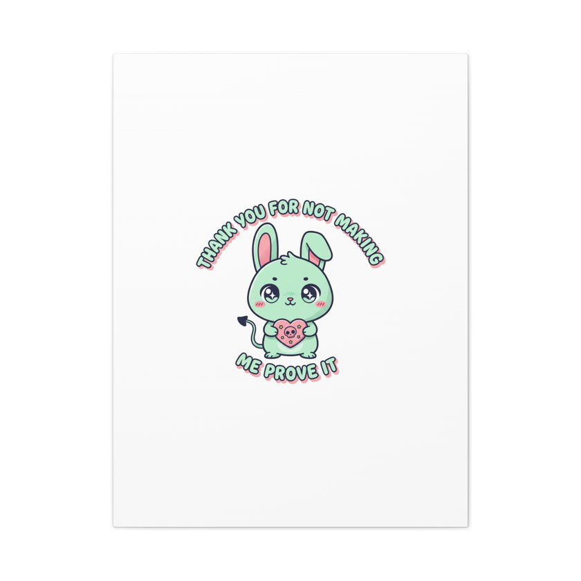 Cute Menacing Bunny Canvas | Soft Threat kawaii, pastel sarcastic art
