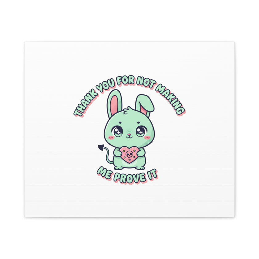 Cute Menacing Bunny Canvas | Soft Threat kawaii, pastel sarcastic art