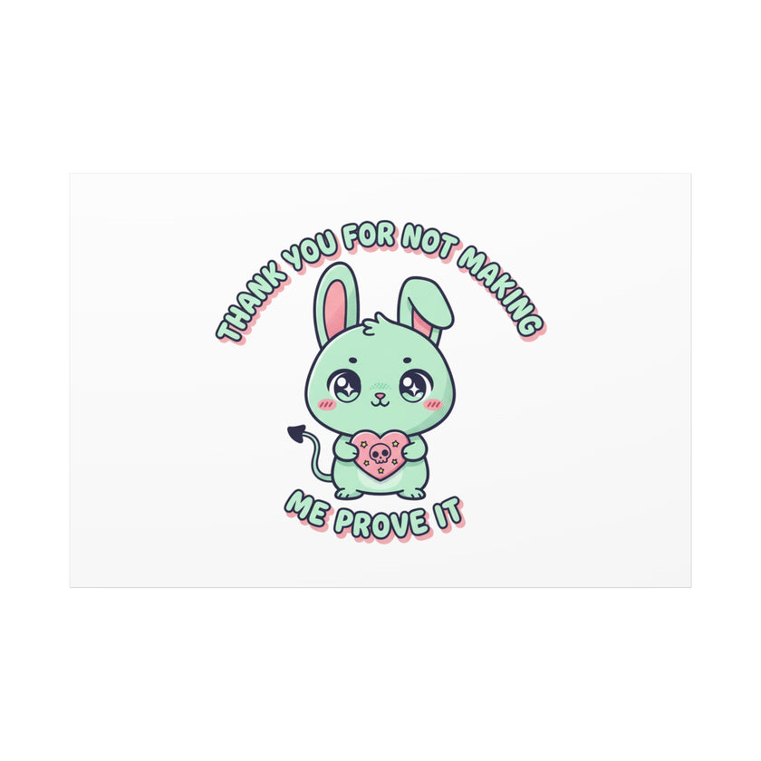 Cute Menacing Bunny Canvas | Soft Threat kawaii, pastel sarcastic art