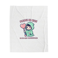 Please Be Nice kawaii threat Velveteen Blanket | Soft Threat pastel cute menacing