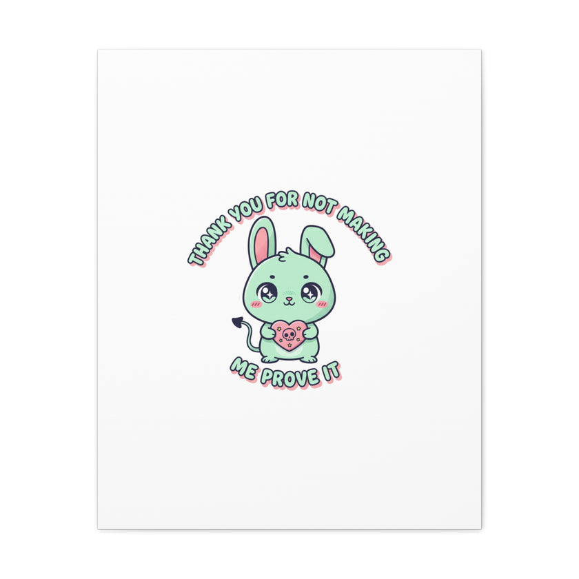 Cute Menacing Bunny Canvas | Soft Threat kawaii, pastel sarcastic art