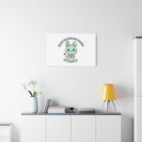 Cute Menacing Bunny Canvas | Soft Threat kawaii, pastel sarcastic art