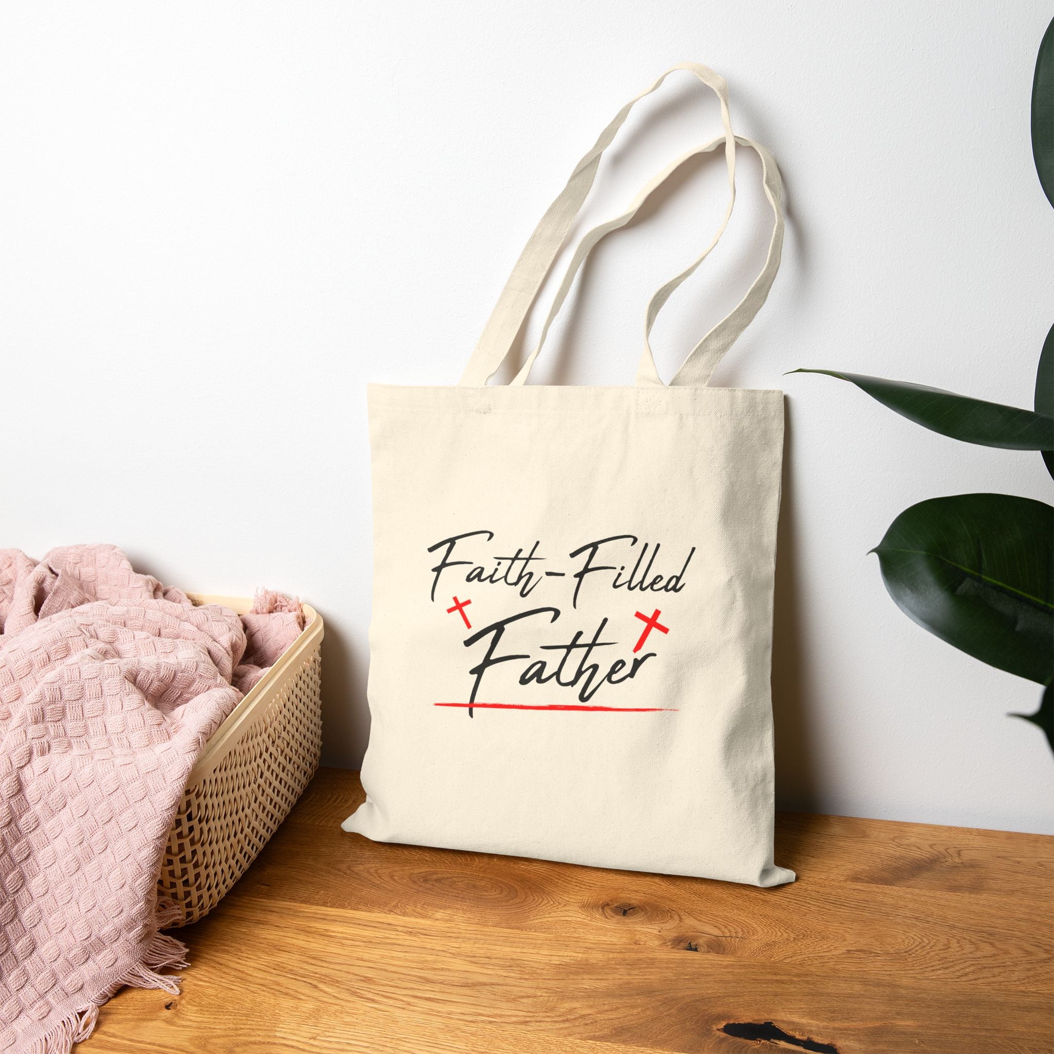 Faith Filled Father Tote Bag Christian Dad Gift