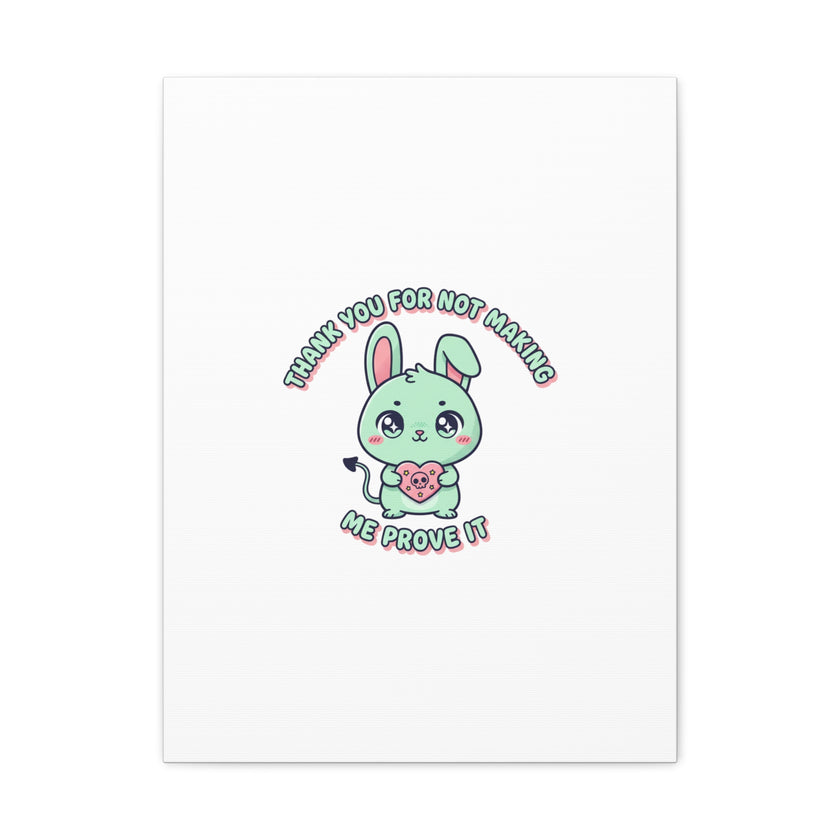 Cute Menacing Bunny Canvas | Soft Threat kawaii, pastel sarcastic art