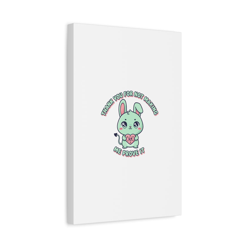 Cute Menacing Bunny Canvas | Soft Threat kawaii, pastel sarcastic art