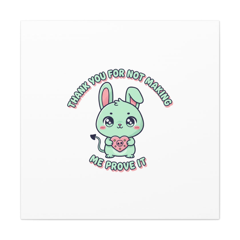Cute Menacing Bunny Canvas | Soft Threat kawaii, pastel sarcastic art