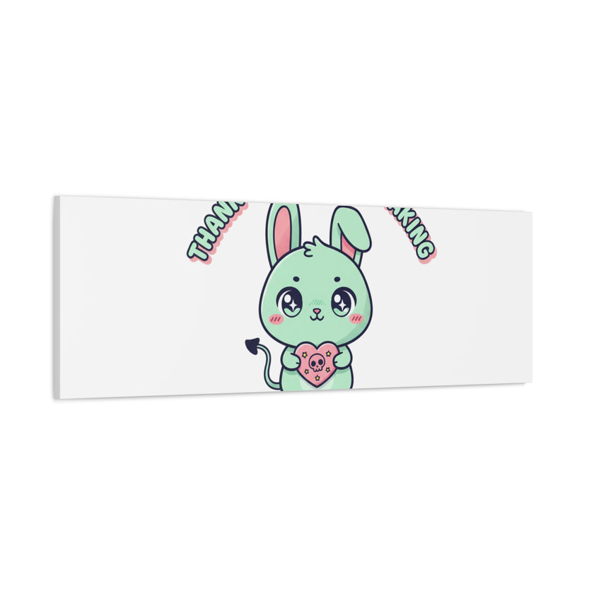 Cute Menacing Bunny Canvas | Soft Threat kawaii, pastel sarcastic art