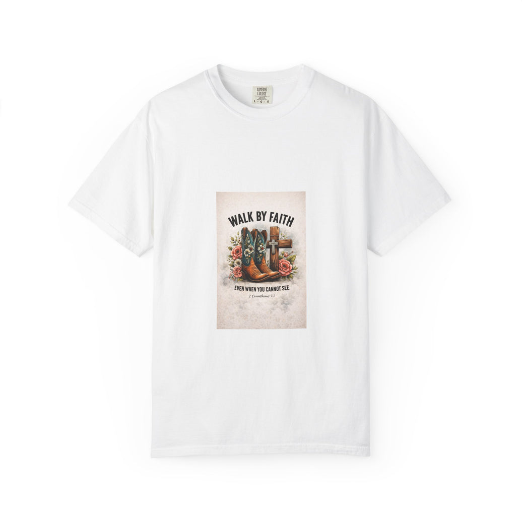 Faith Cowboy Boots T-Shirt — "Walk By Faith" Inspirational Western Tee