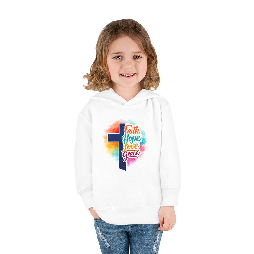 Toddler Hoodie — Faith Hope Love Grace Cross & Deer Pullover