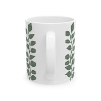 Leaf Pattern Ceramic Mug — Green Vine Botanical Coffee Cup (11oz & 15oz)