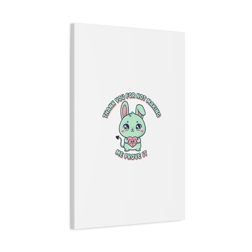 Cute Menacing Bunny Canvas | Soft Threat kawaii, pastel sarcastic art
