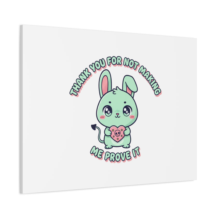 Cute Menacing Bunny Canvas | Soft Threat kawaii, pastel sarcastic art
