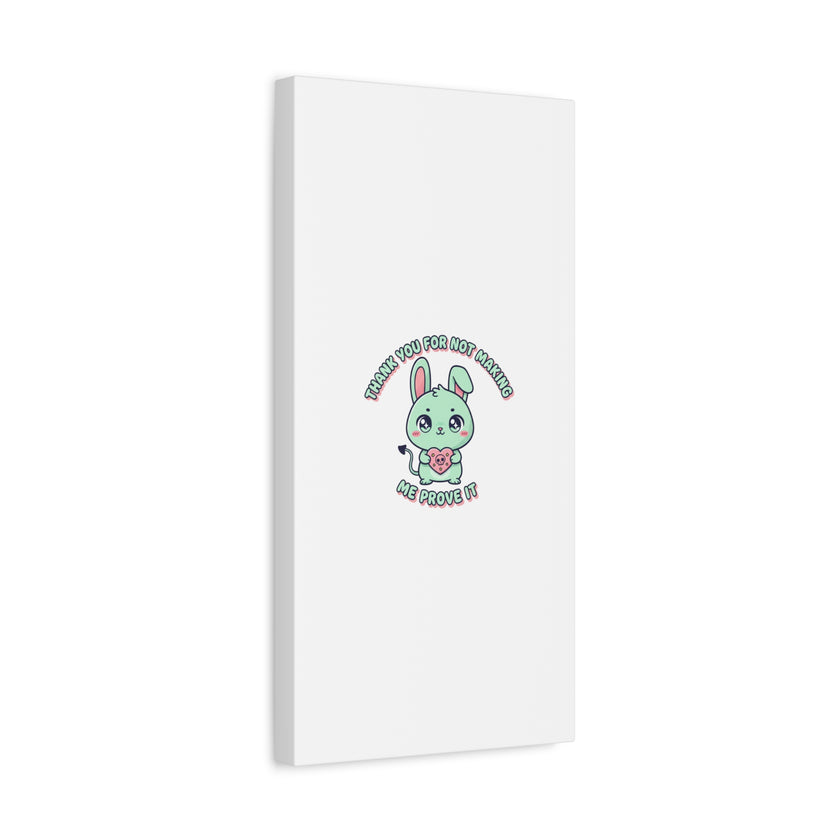 Cute Menacing Bunny Canvas | Soft Threat kawaii, pastel sarcastic art