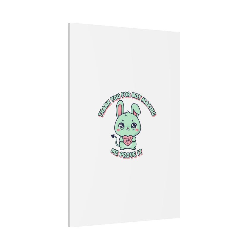 Cute Menacing Bunny Canvas | Soft Threat kawaii, pastel sarcastic art