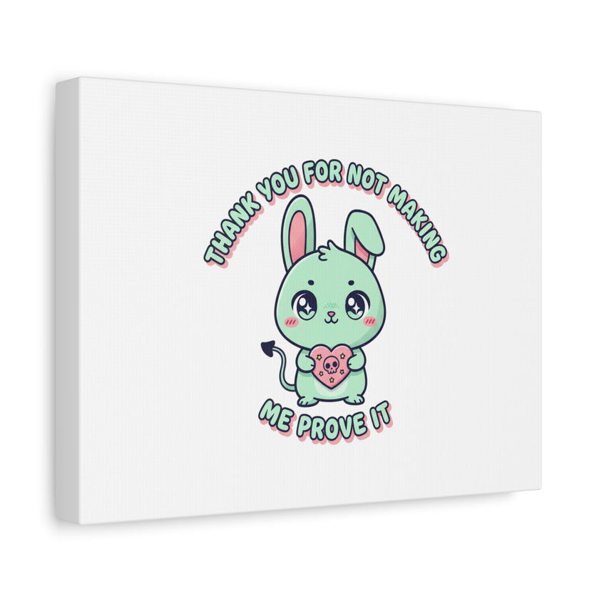 Cute Menacing Bunny Canvas | Soft Threat kawaii, pastel sarcastic art