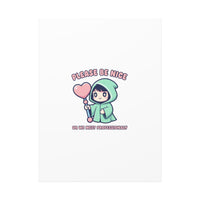 Please Be Nice Kawaii Threat Canvas | pastel cute menacing art