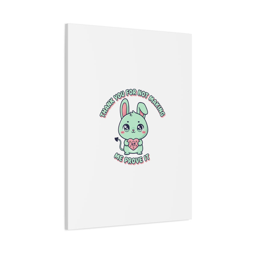 Cute Menacing Bunny Canvas | Soft Threat kawaii, pastel sarcastic art