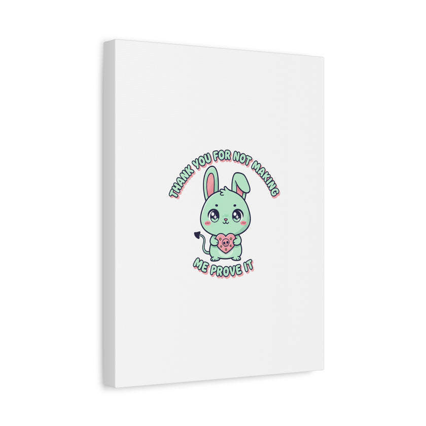 Cute Menacing Bunny Canvas | Soft Threat kawaii, pastel sarcastic art