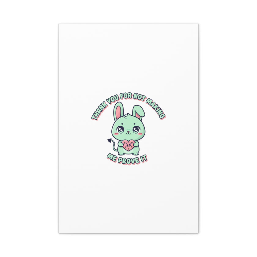 Cute Menacing Bunny Canvas | Soft Threat kawaii, pastel sarcastic art