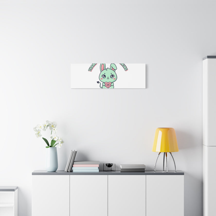 Cute Menacing Bunny Canvas | Soft Threat kawaii, pastel sarcastic art